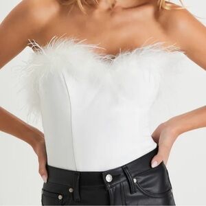 Lulus White Feathered Cropped Tube Top